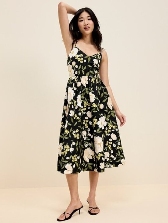 Old Navy Dresses & Skirts - The Occasion by Old Navy Fit & Flare Sleeveless Taffeta Midi Dress Floral S
